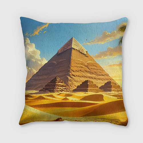 Подушка квадратная Величие пирамид на закате / 3D-принт – фото 2