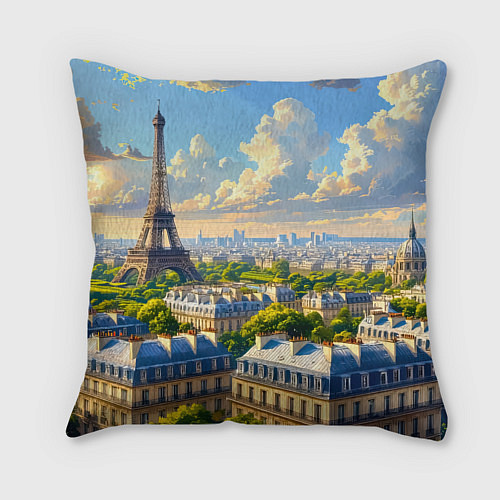 Подушка квадратная Золотой Париж взгляд с высоты / 3D-принт – фото 2