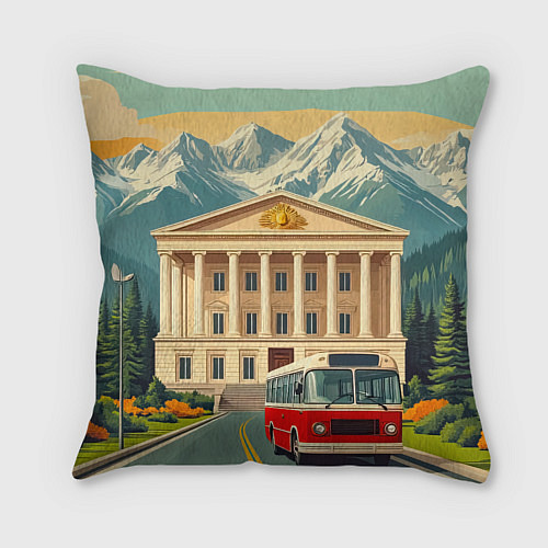 Подушка квадратная Классика у подножия гор / 3D-принт – фото 2