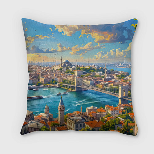 Подушка квадратная Сплетение эпох над Босфором / 3D-принт – фото 2