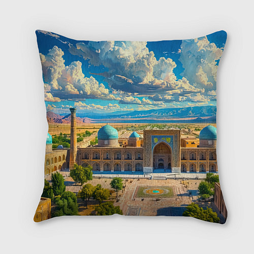Подушка квадратная Регистан: величие Самарканда / 3D-принт – фото 2