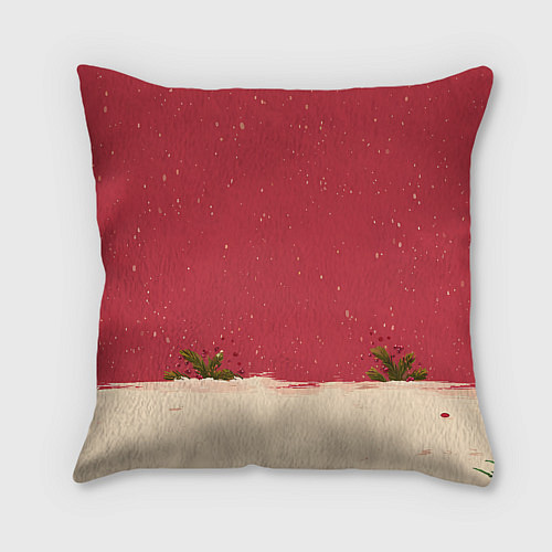 Подушка квадратная Новогодняя лошадка с прищуренным взглядом / 3D-принт – фото 2