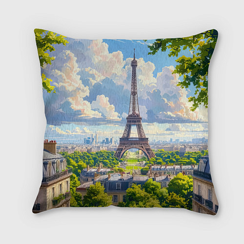 Подушка квадратная Эйфелева башня в сердце Парижа / 3D-принт – фото 2