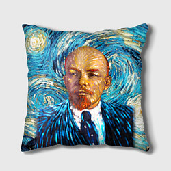 Подушка квадратная Ленин Ван Гога цвета 3D-принт — фото 1