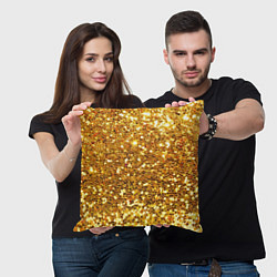 Подушка квадратная Золотое мерцание, цвет: 3D-принт — фото 2