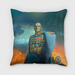 Подушка квадратная Георгий Жуков: Маршал Победы, цвет: 3D-принт