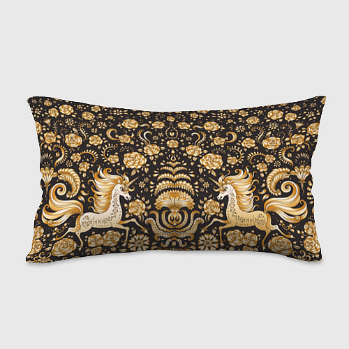 Подушка-антистресс Золотые единороги и цветы / 3D-принт – фото 2