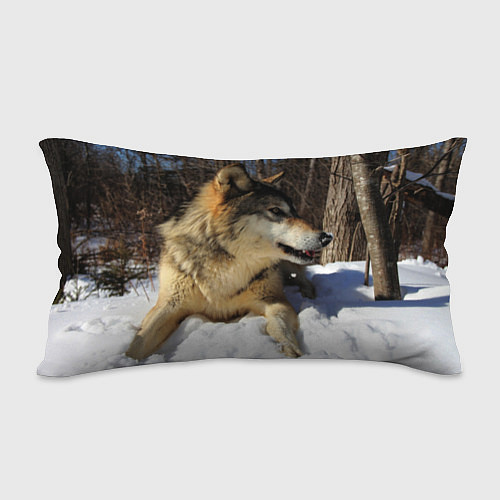 Подушка-антистресс Волк лежит на снегу / 3D-принт – фото 2