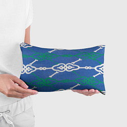 Подушка-антистресс Орнамент бело-зеленый на синем, цвет: 3D-принт — фото 2