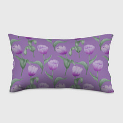 Подушка-антистресс Фиолетовые тюльпаны с зелеными листьями, цвет: 3D-принт