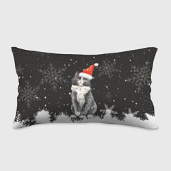 Подушка-антистресс Новогодний Черный кот в кружке, цвет: 3D-принт