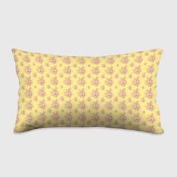 Подушка-антистресс Розовые пионы на желтом фоне, цвет: 3D-принт