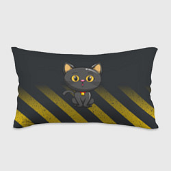 Подушка-антистресс Черный кот желтые полосы, цвет: 3D-принт