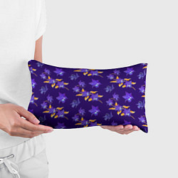 Подушка-антистресс Цветы Фиолетовые Ирисы На Синем Фоне, цвет: 3D-принт — фото 2