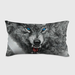 Подушка-антистресс Агрессивный волк с синими глазами, цвет: 3D-принт
