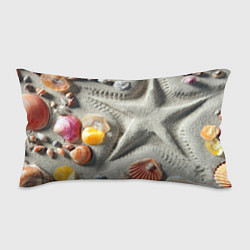 Подушка-антистресс Звезда из песка, ракушки и две жемчужины, цвет: 3D-принт