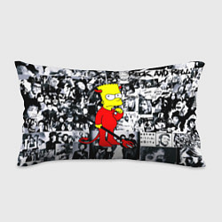 Подушка-антистресс Барт Симпсон - чёрт на фоне своих подопечных, цвет: 3D-принт