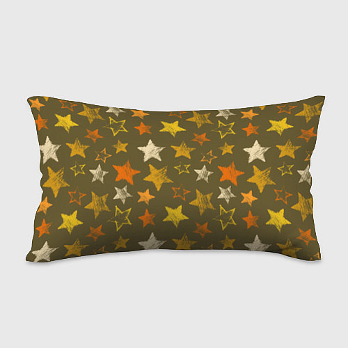 Подушка-антистресс Желто-оранжевые звезды на зелнгом фоне / 3D-принт – фото 2
