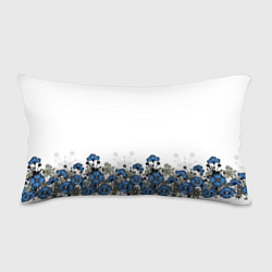 Подушка-антистресс Синий цветочный узор -кайма, цвет: 3D-принт