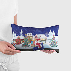Подушка-антистресс Дед Мороз едет на скутере с подарками в Новогоднюю, цвет: 3D-принт — фото 2