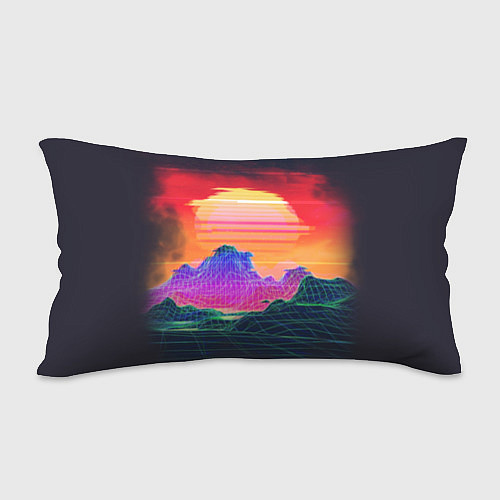 Подушка-антистресс Синтвейв неоновые горы на закате / 3D-принт – фото 2