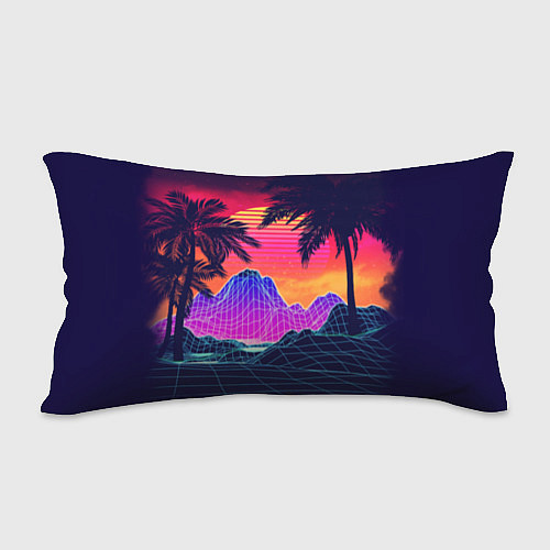 Подушка-антистресс Тропический остров с пальмами ретро иллюстрация / 3D-принт – фото 2