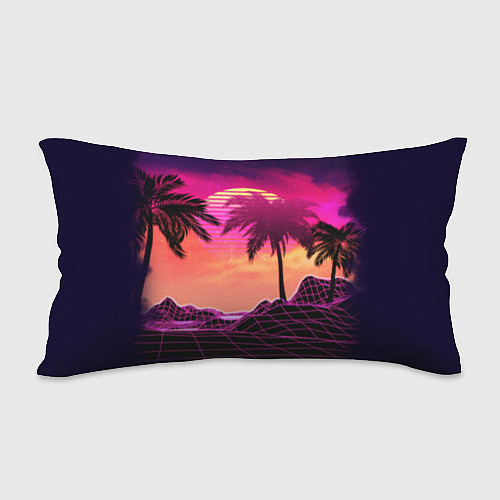 Подушка-антистресс Пальмы и пляж в розовом закате ретро дизайн / 3D-принт – фото 2