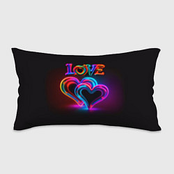 Подушка-антистресс Love - неоновые сердца, цвет: 3D-принт
