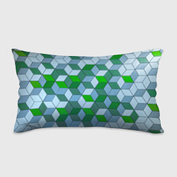 Подушка-антистресс Зелёные и серые абстрактные кубы с оптической иллю