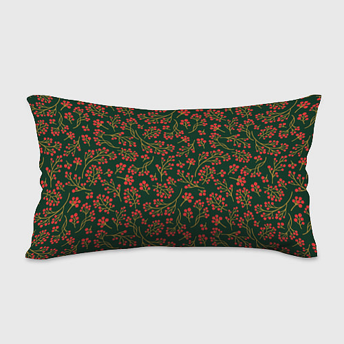 Подушка-антистресс Красные ягоды на темно-зеленом фоне / 3D-принт – фото 2