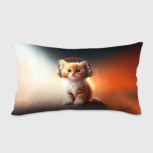 Подушка-антистресс Милый рыжий котёнок в наушниках / 3D-принт – фото 2
