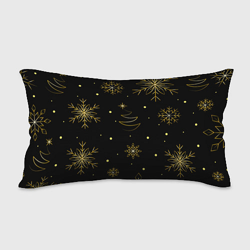 Подушка-антистресс Золотые снежинки на темном фоне / 3D-принт – фото 2