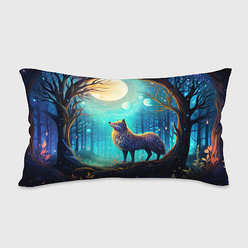 Подушка-антистресс Волк в ночном лесу в folk art стиле / 3D-принт – фото 2