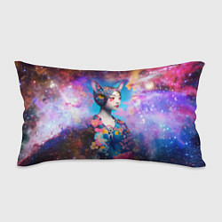 Подушка-антистресс Японская девушка-кошка в космосе, цвет: 3D-принт