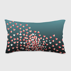 Подушка-антистресс Падающие сердечки на зеленом фона, цвет: 3D-принт