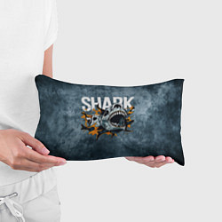 Подушка-антистресс С акулой в стиле Арт на синем мраморе, цвет: 3D-принт — фото 2