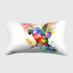 Подушка-антистресс Разноцветный акварельный попугай, цвет: 3D-принт