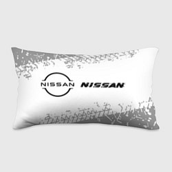 Подушка-антистресс Nissan speed на светлом фоне со следами шин: надпи, цвет: 3D-принт