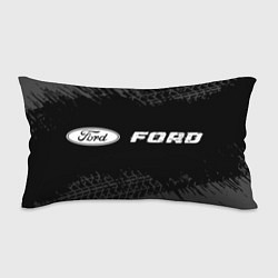 Подушка-антистресс Ford speed на темном фоне со следами шин: надпись, цвет: 3D-принт