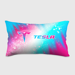 Подушка-антистресс Tesla neon gradient style: надпись и символ