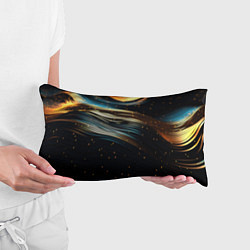 Подушка-антистресс Золотые волны на черном фоне, цвет: 3D-принт — фото 2