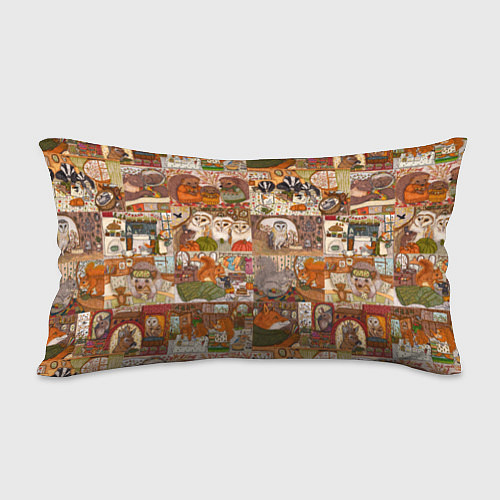 Подушка-антистресс Коллаж из сказочных зверей - совы, белки, ёжики / 3D-принт – фото 2