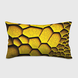 Подушка-антистресс Желтые шестиугольники с трещинами - объемная текст, цвет: 3D-принт