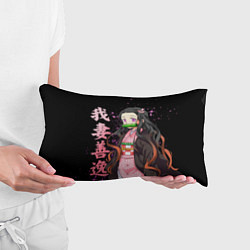 Подушка-антистресс Незуко комадо и иероглифы - клинок, цвет: 3D-принт — фото 2