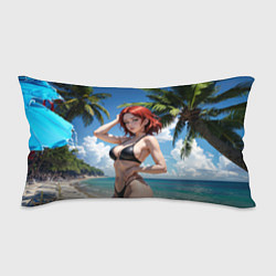 Подушка-антистресс Девушка с рыжими волосами на пляже, цвет: 3D-принт