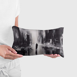 Подушка-антистресс Большой мрачный город с силуэтом человека, цвет: 3D-принт — фото 2