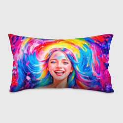 Подушка-антистресс Девушка с красочными волосами в каплях воды, цвет: 3D-принт