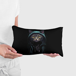 Подушка-антистресс Кот в капюшоне стиль киберпанк, цвет: 3D-принт — фото 2