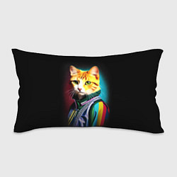 Подушка-антистресс Модный рыжий кот - неон - поп-арт, цвет: 3D-принт