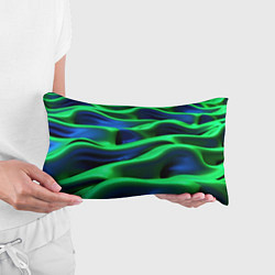 Подушка-антистресс Зеленые неоновые волны, цвет: 3D-принт — фото 2